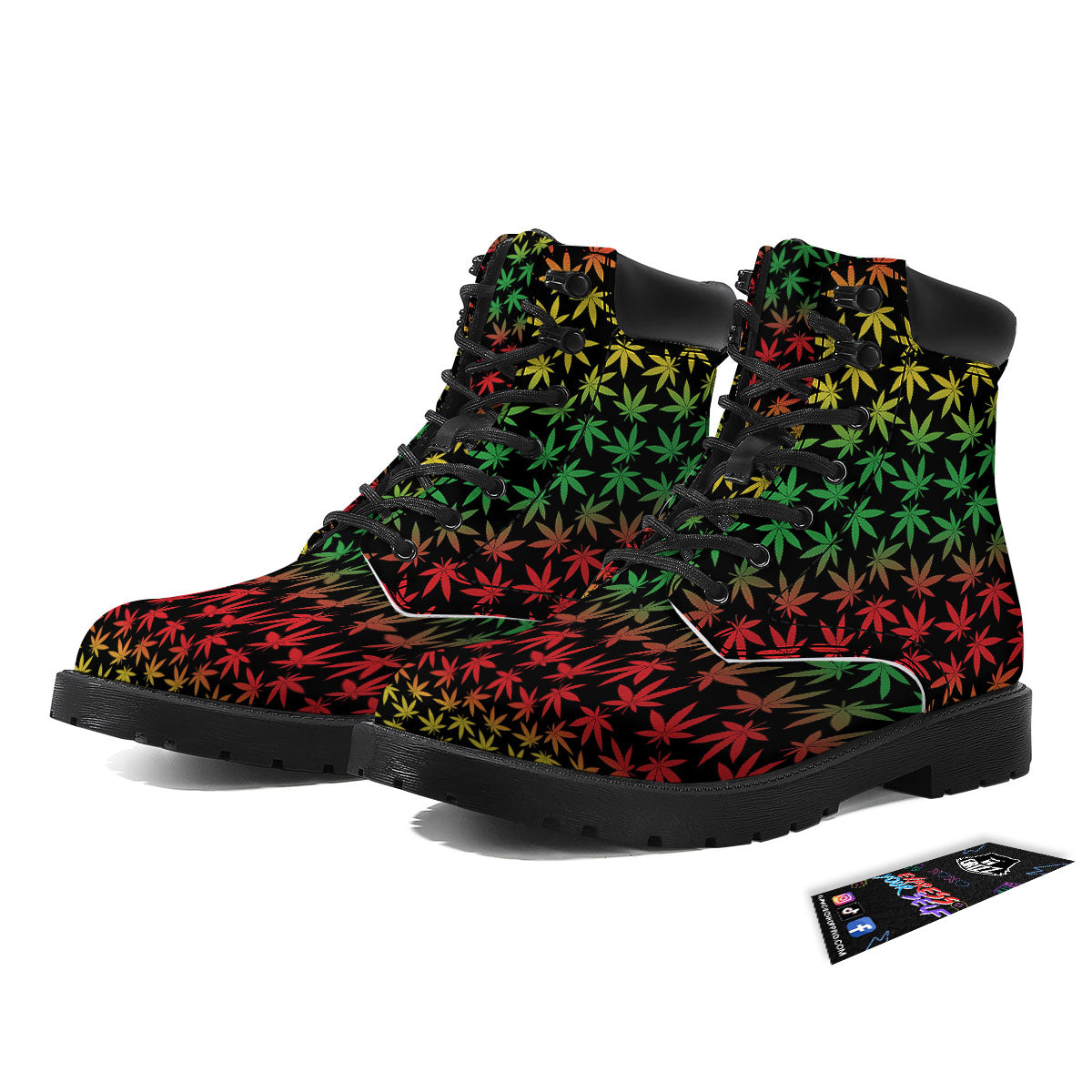 Hemp Rastafarian Print Pattern Boots-grizzshop
