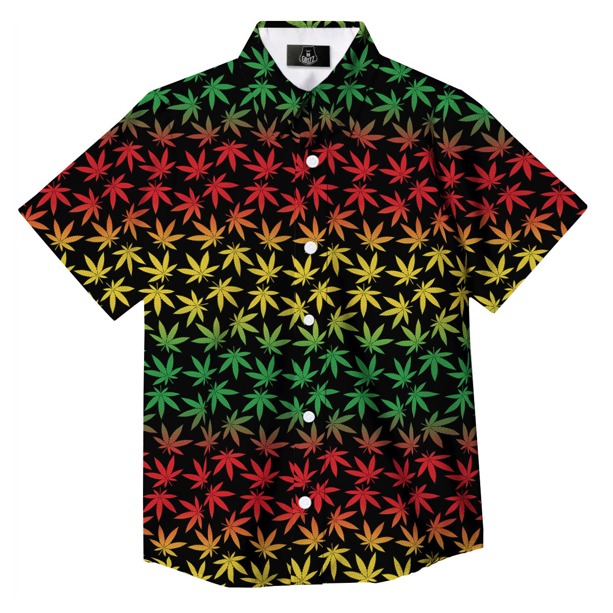 Hemp Rastafarian Print Pattern Button Up Shirt-grizzshop