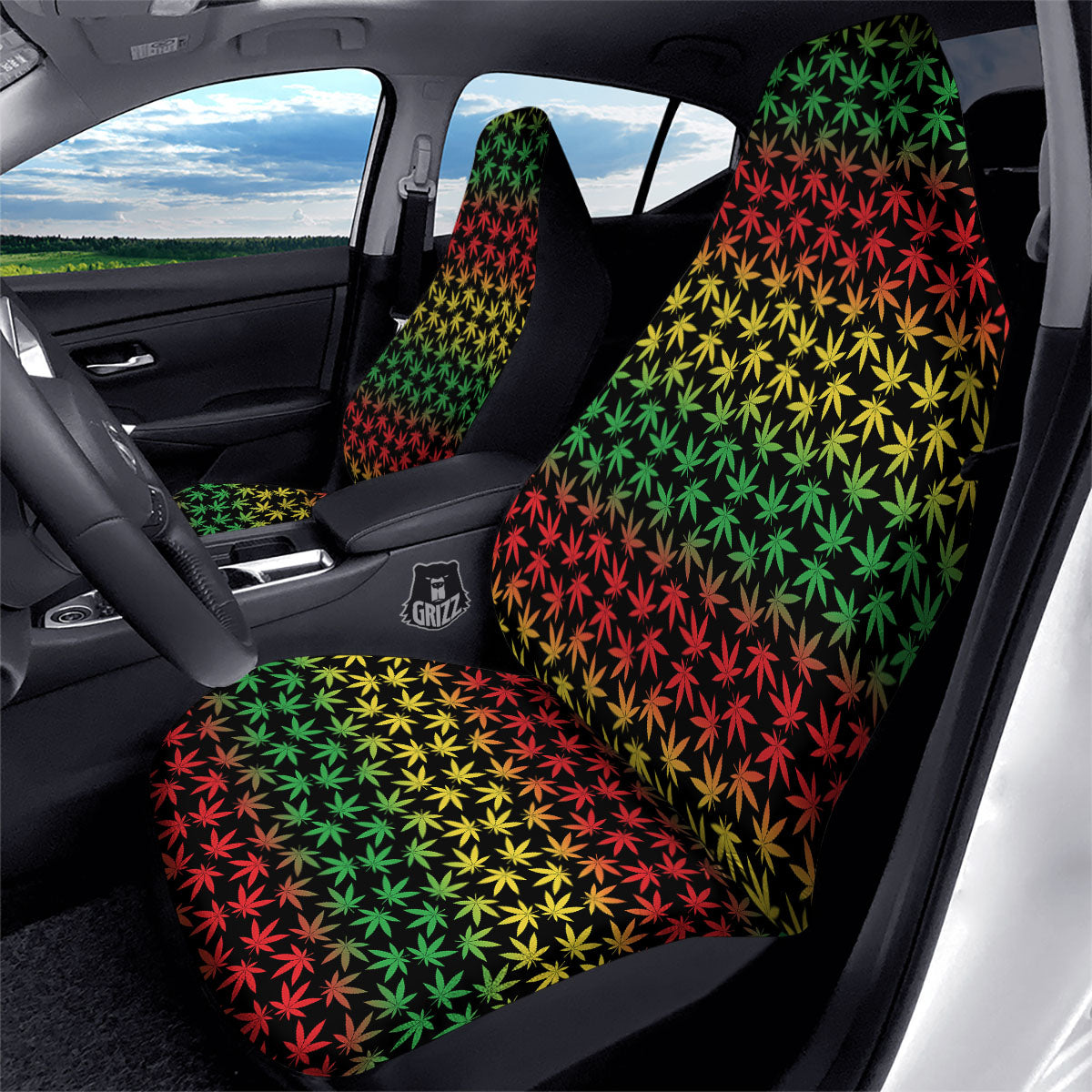 Hemp Rastafarian Print Pattern Car Seat Covers-grizzshop
