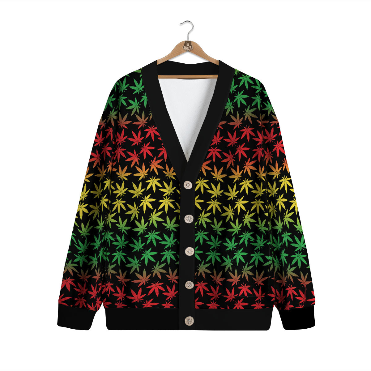 Hemp Rastafarian Print Pattern Cardigan-grizzshop