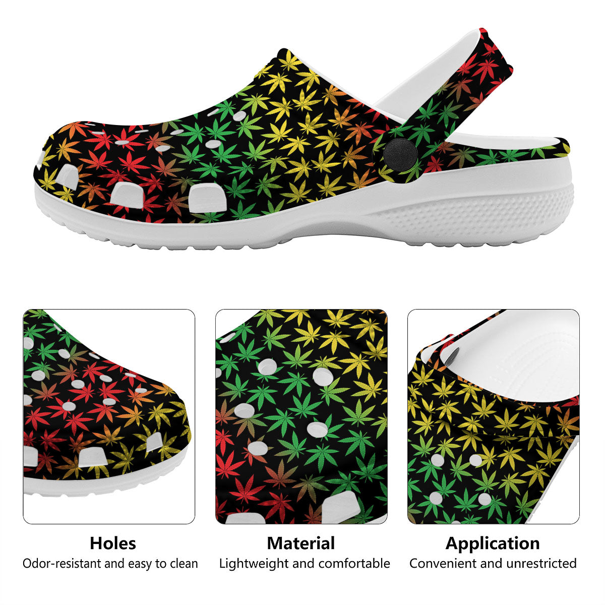 Hemp Rastafarian Print Pattern Clog-grizzshop