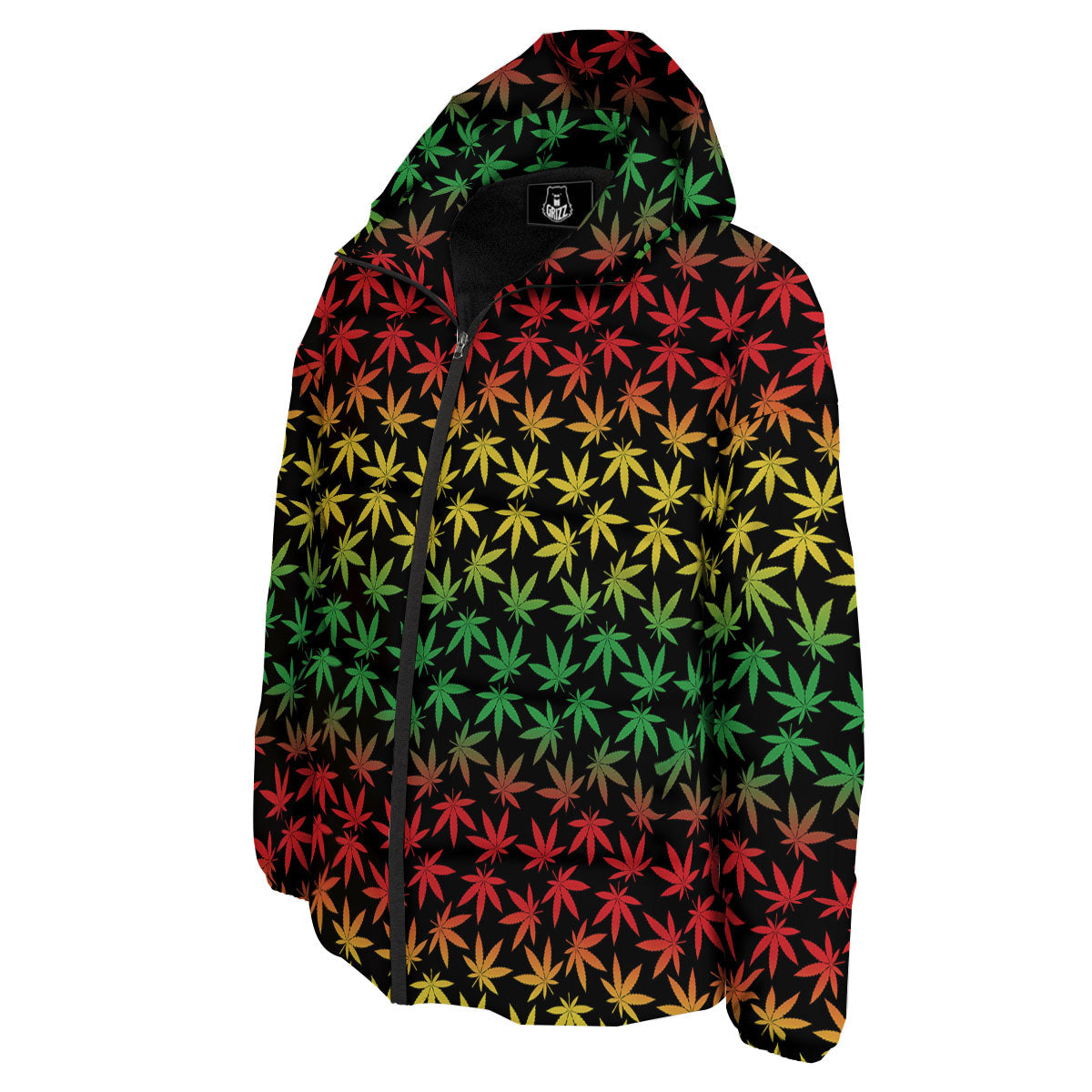 Hemp Rastafarian Print Pattern Down Jacket-grizzshop