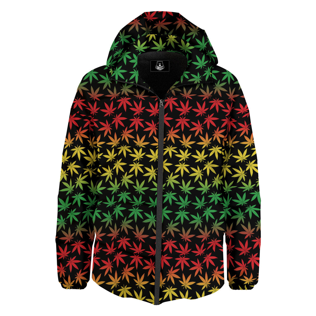 Hemp Rastafarian Print Pattern Down Jacket-grizzshop