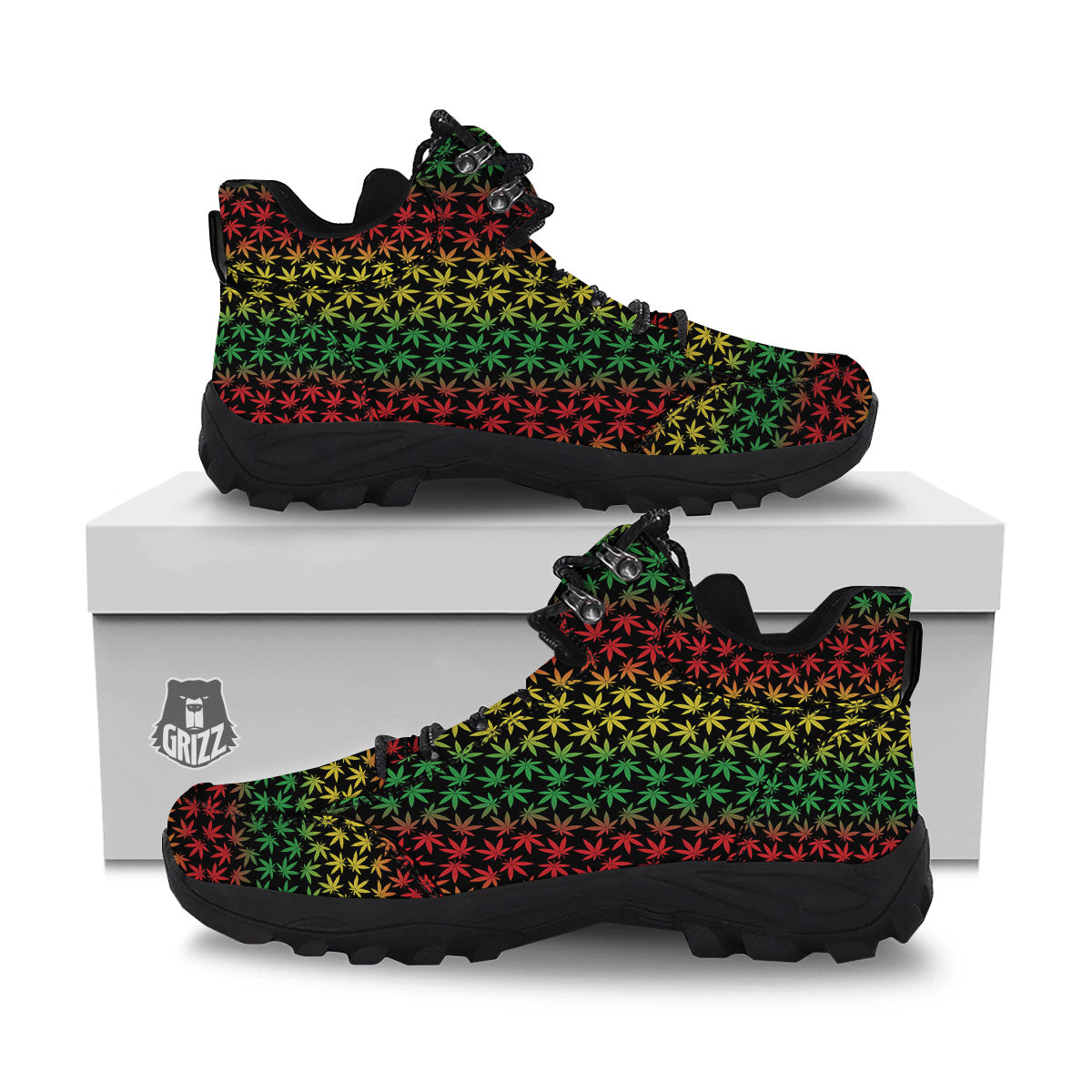 Hemp Rastafarian Print Pattern Hiking Shoes-grizzshop