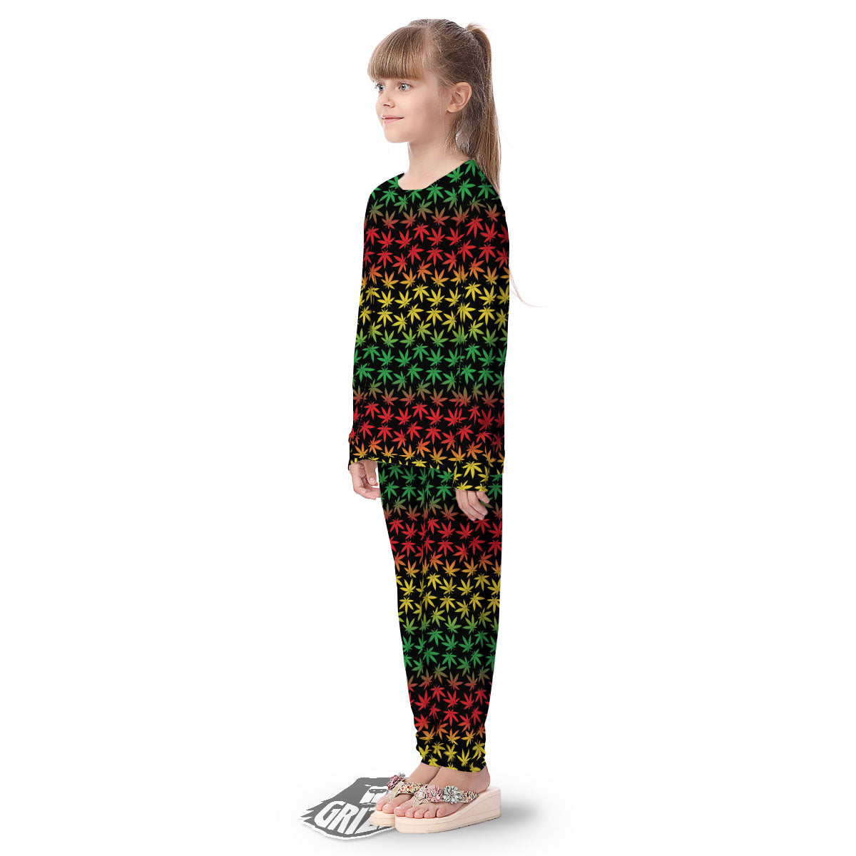 Hemp Rastafarian Print Pattern Kid's Pajamas-grizzshop