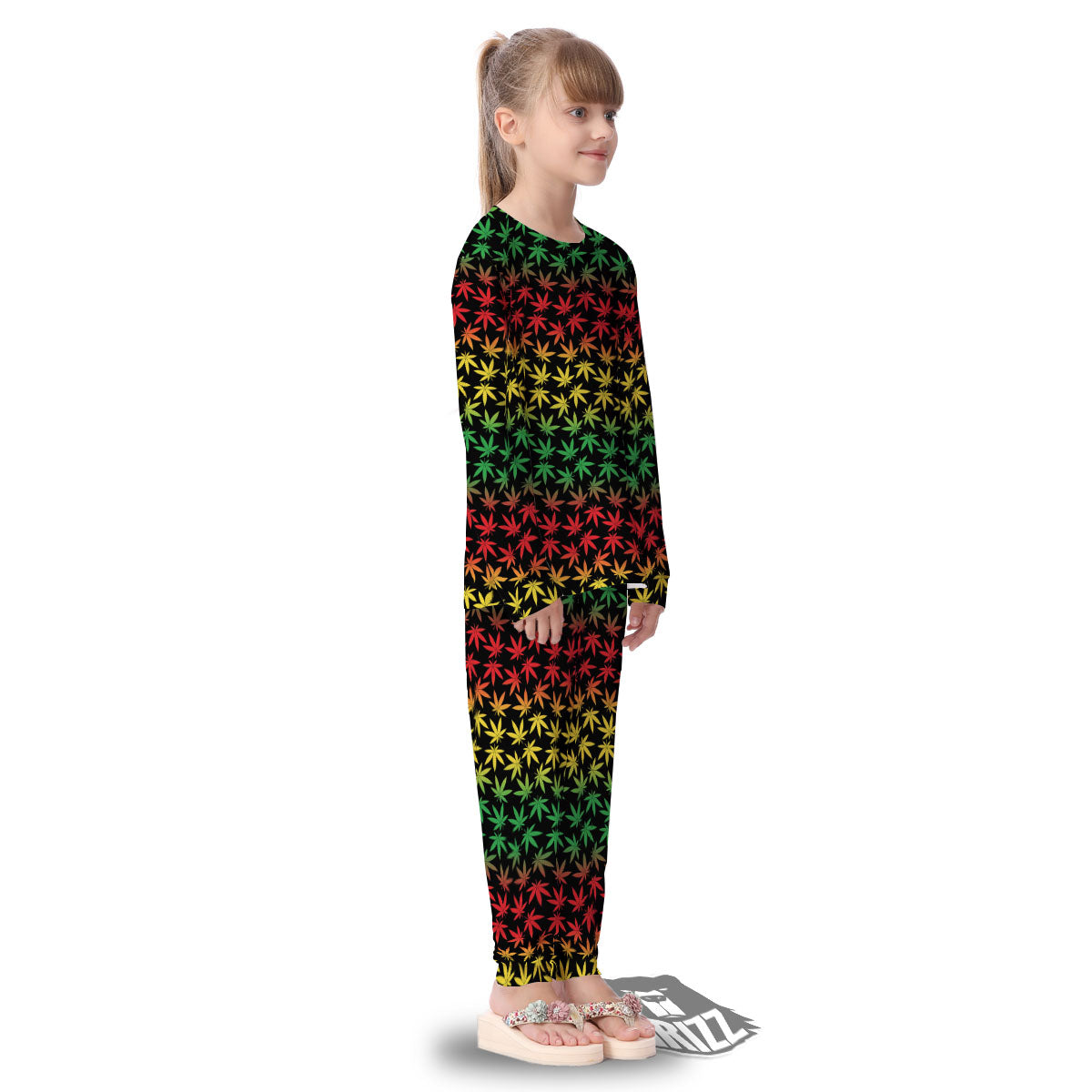 Hemp Rastafarian Print Pattern Kid's Pajamas-grizzshop