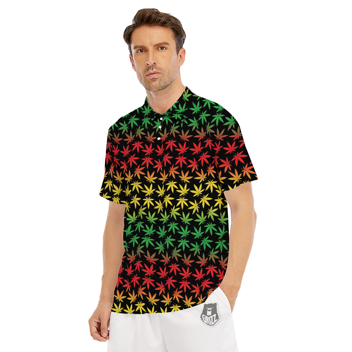 Hemp Rastafarian Print Pattern Men's Golf Shirts-grizzshop