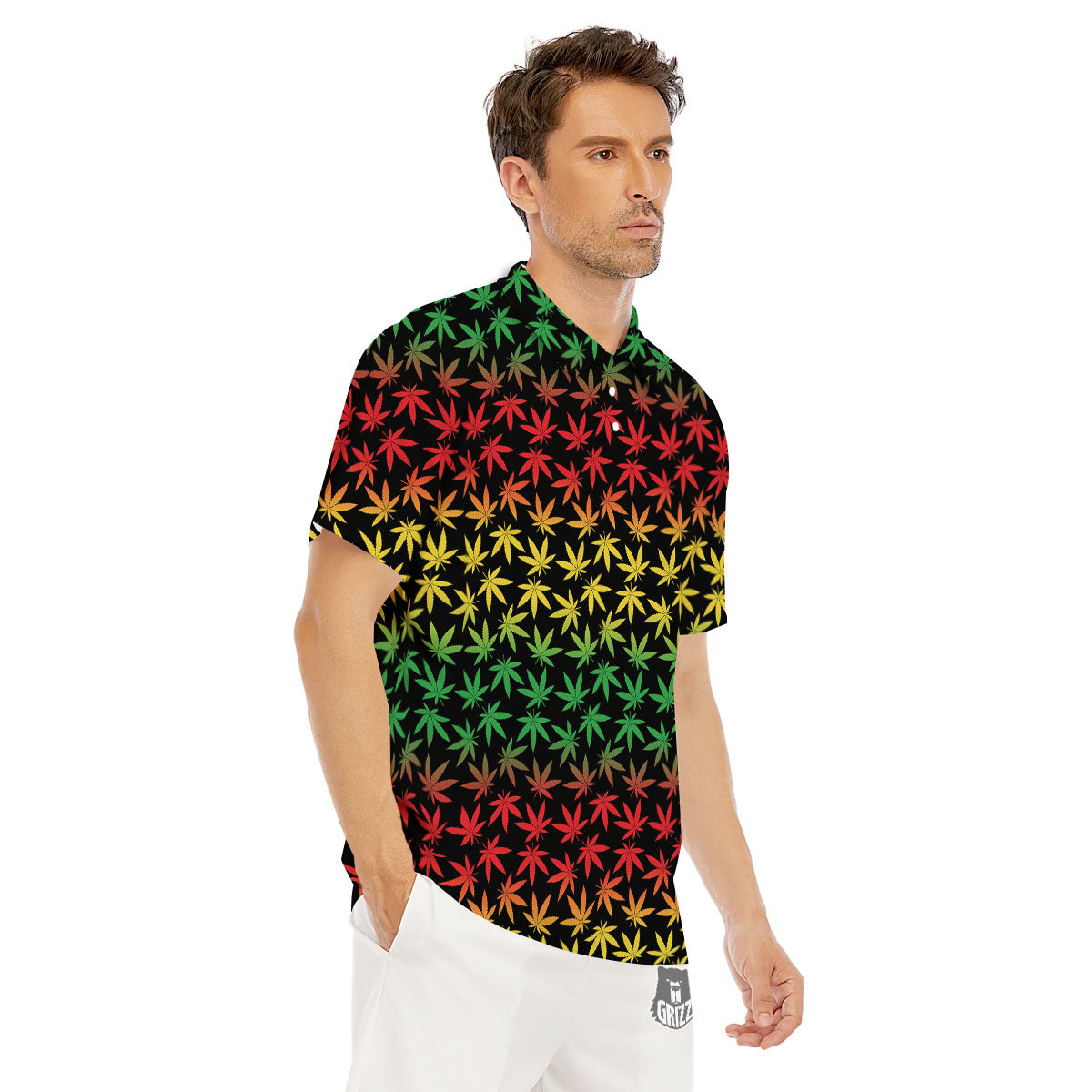 Hemp Rastafarian Print Pattern Men's Golf Shirts-grizzshop