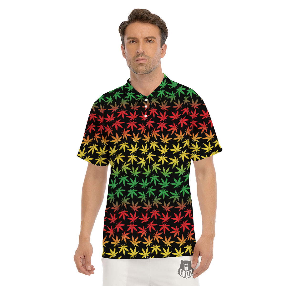 Hemp Rastafarian Print Pattern Men's Golf Shirts-grizzshop