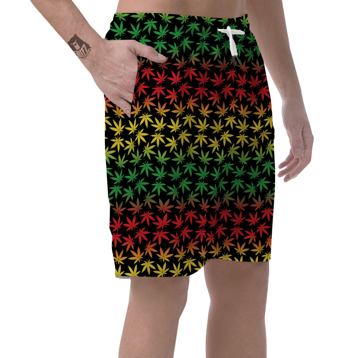 Hemp Rastafarian Print Pattern Men's Shorts-grizzshop
