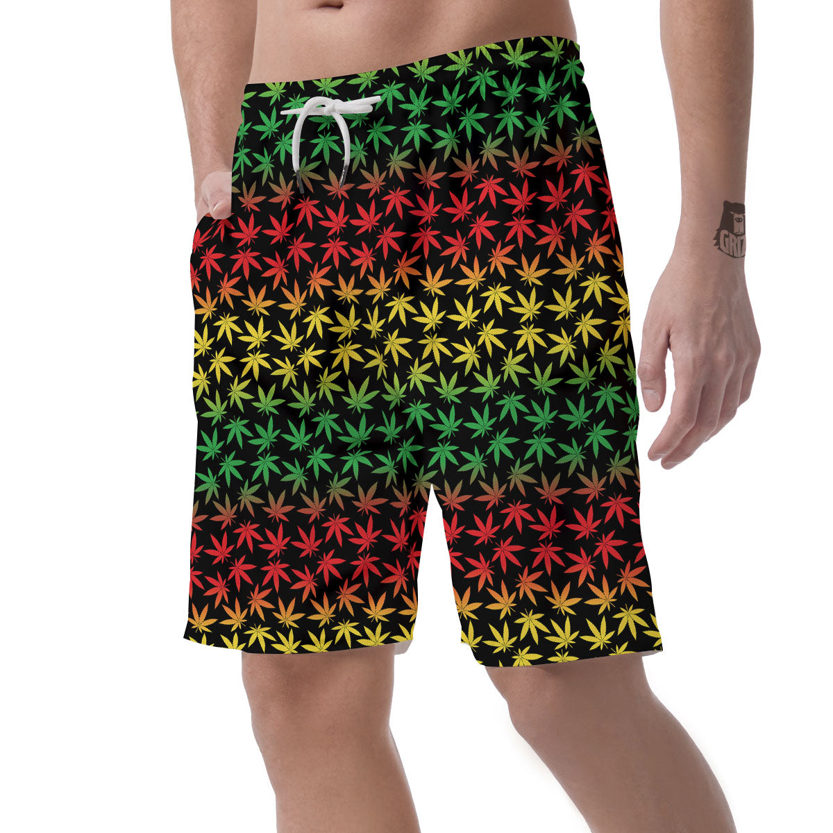 Hemp Rastafarian Print Pattern Men's Shorts-grizzshop