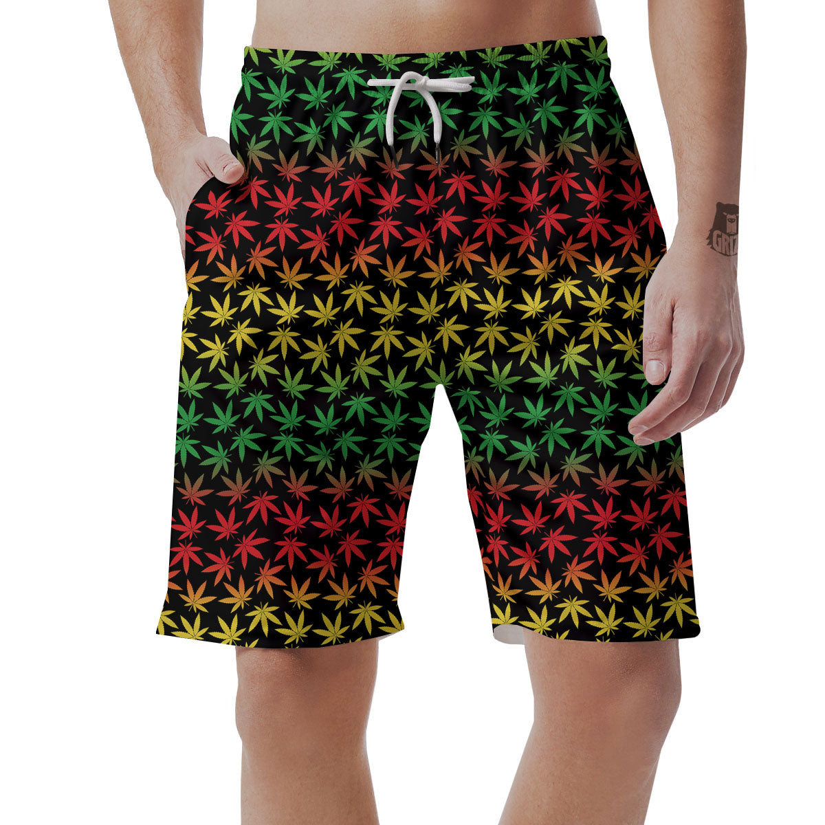 Hemp Rastafarian Print Pattern Men's Shorts-grizzshop