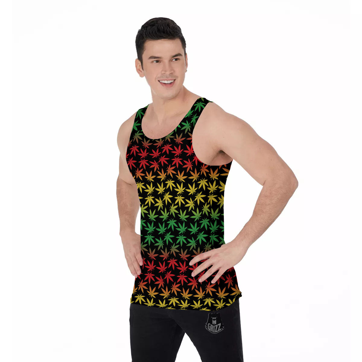 Hemp Rastafarian Print Pattern Men's Tank Top-grizzshop