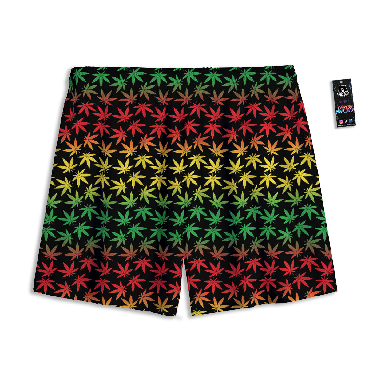 Hemp Rastafarian Print Pattern Mesh Shorts