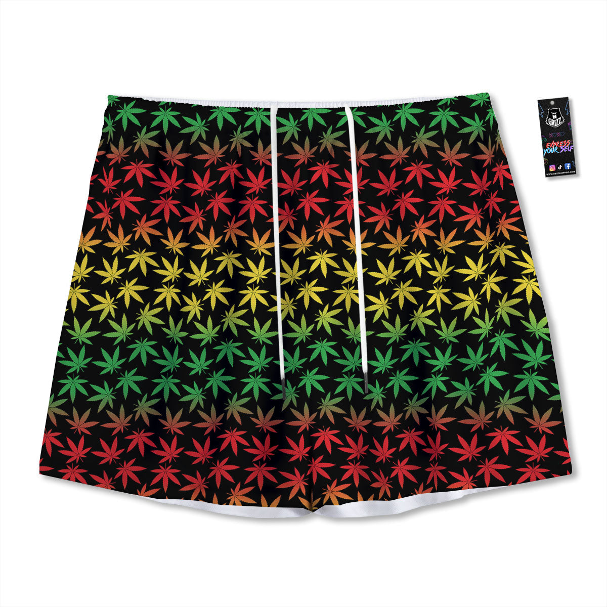 Hemp Rastafarian Print Pattern Mesh Shorts