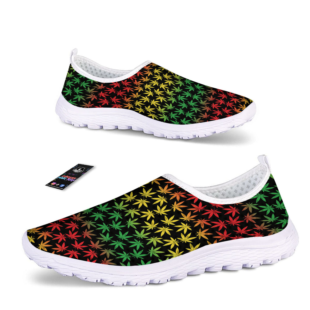 Hemp Rastafarian Print Pattern Nurse Shoes-grizzshop
