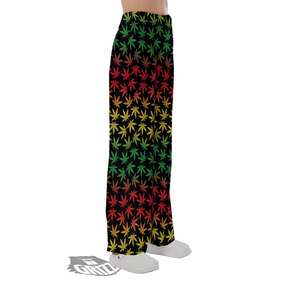 Hemp Rastafarian Print Pattern Pajama Pants-grizzshop