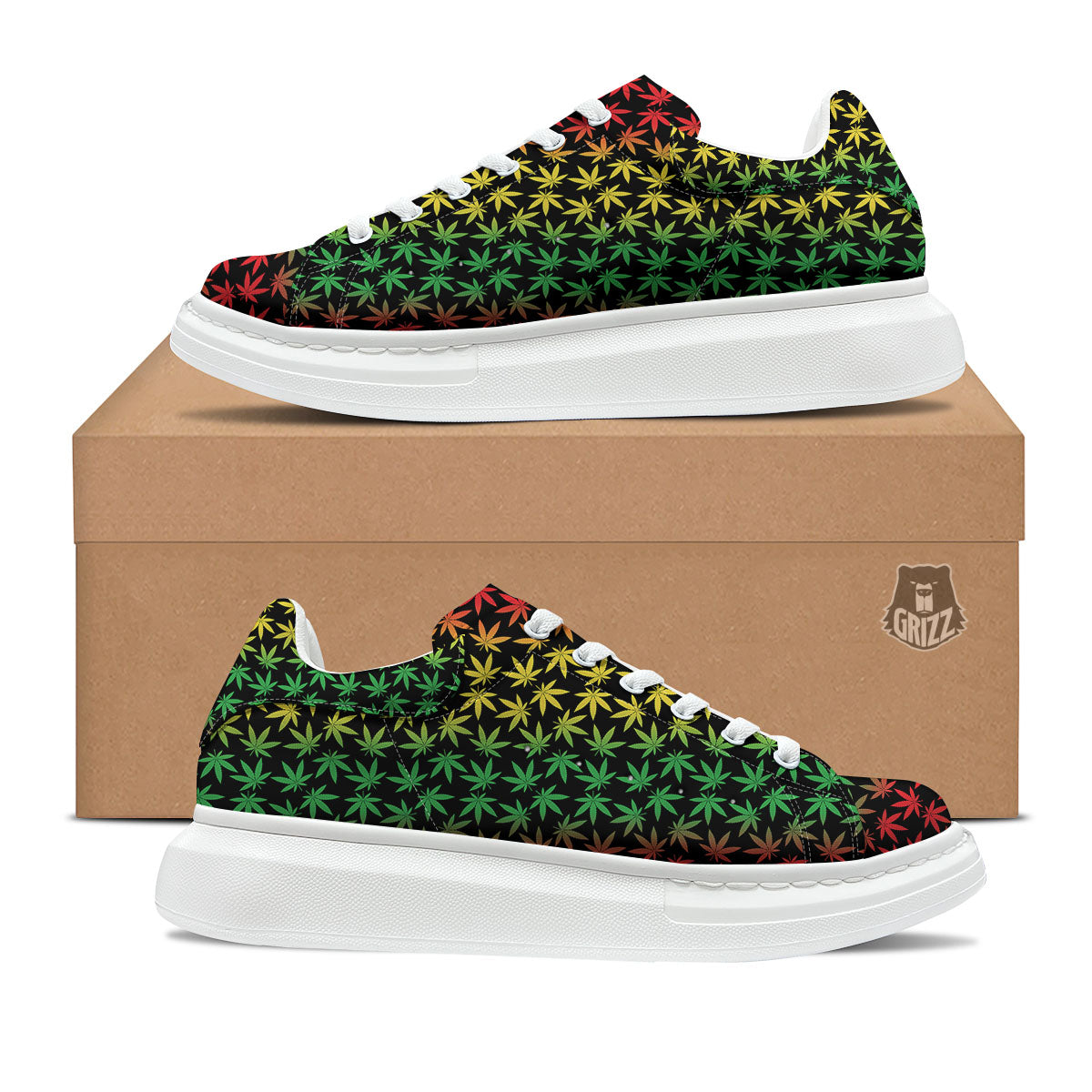 Hemp Rastafarian Print Pattern Platform Shoes-grizzshop