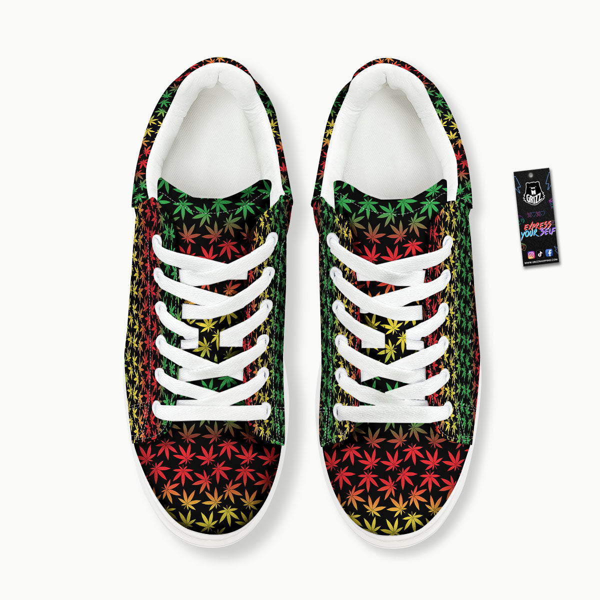 Hemp Rastafarian Print Pattern Platform Shoes-grizzshop