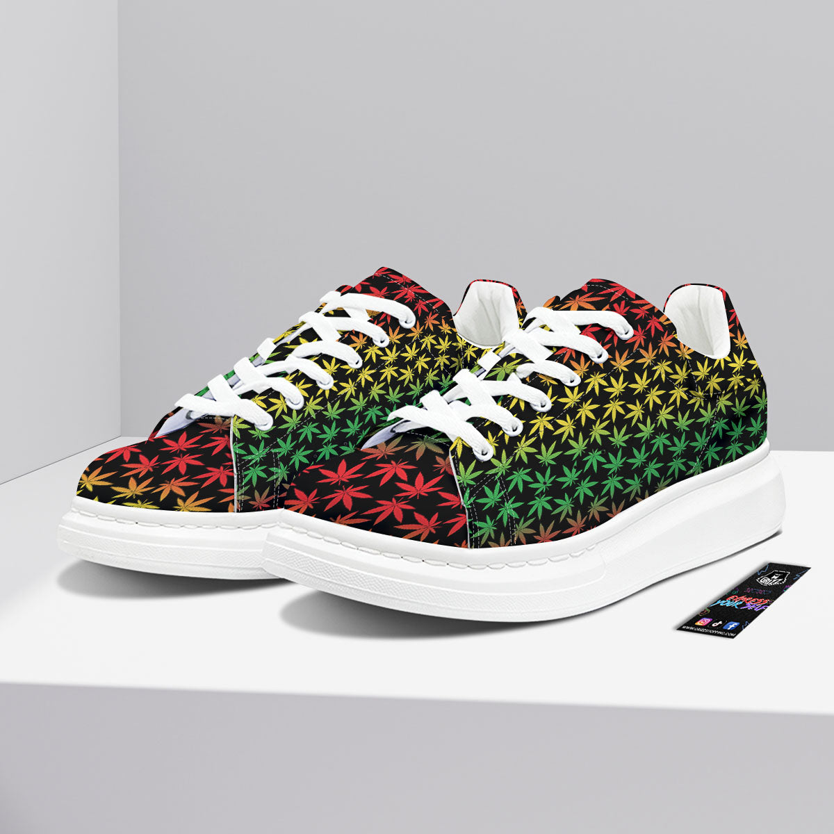 Hemp Rastafarian Print Pattern Platform Shoes-grizzshop