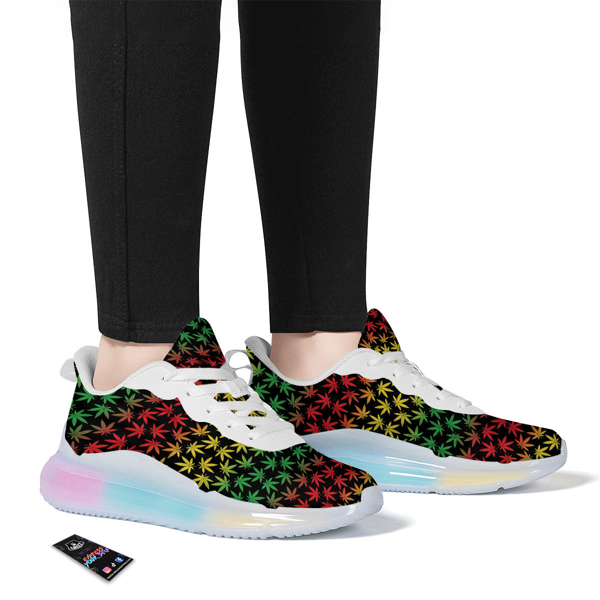 Hemp Rastafarian Print Pattern Running Sneakers-grizzshop