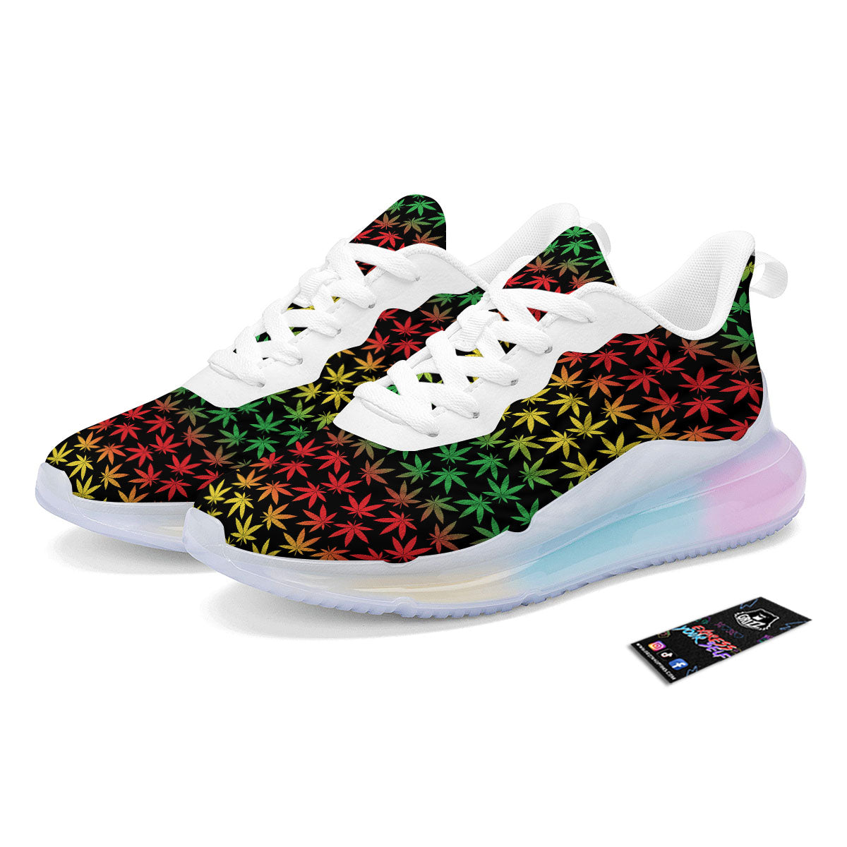 Hemp Rastafarian Print Pattern Running Sneakers-grizzshop