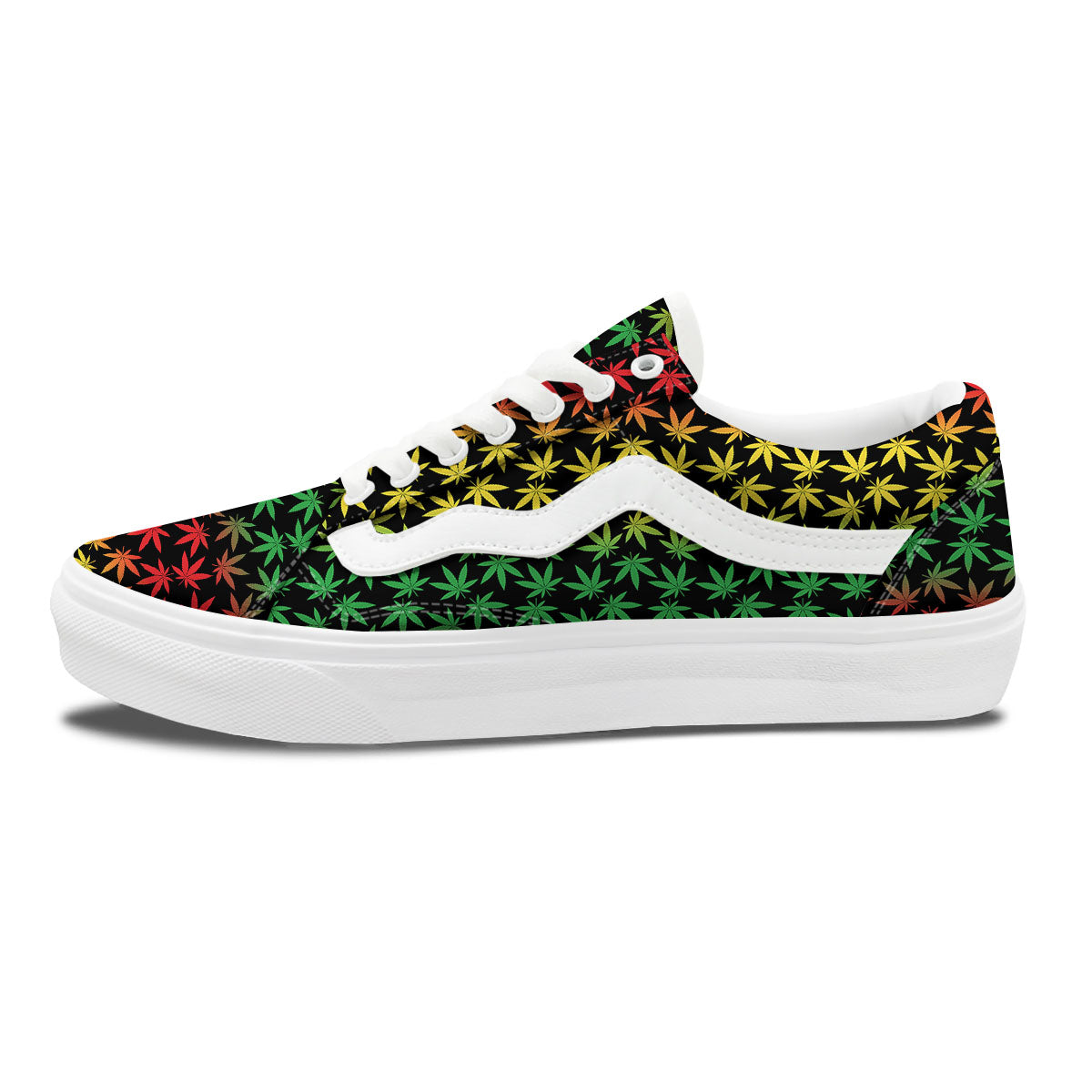 Hemp Rastafarian Print Pattern Skate Shoes-grizzshop
