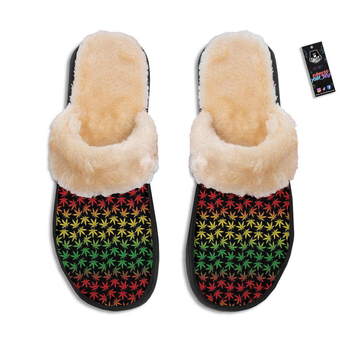 Hemp Rastafarian Print Pattern Slippers-grizzshop