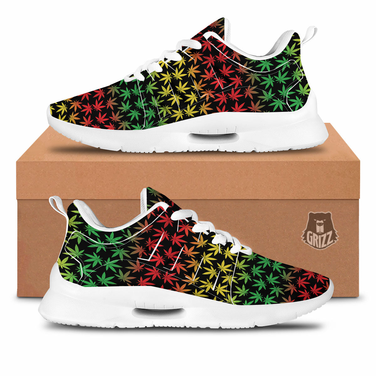 Hemp Rastafarian Print Pattern Tennis Shoes-grizzshop