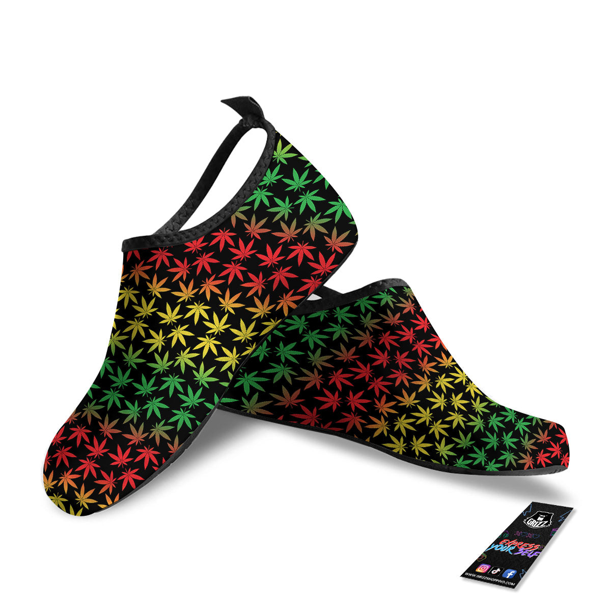 Hemp Rastafarian Print Pattern Water Shoes-grizzshop