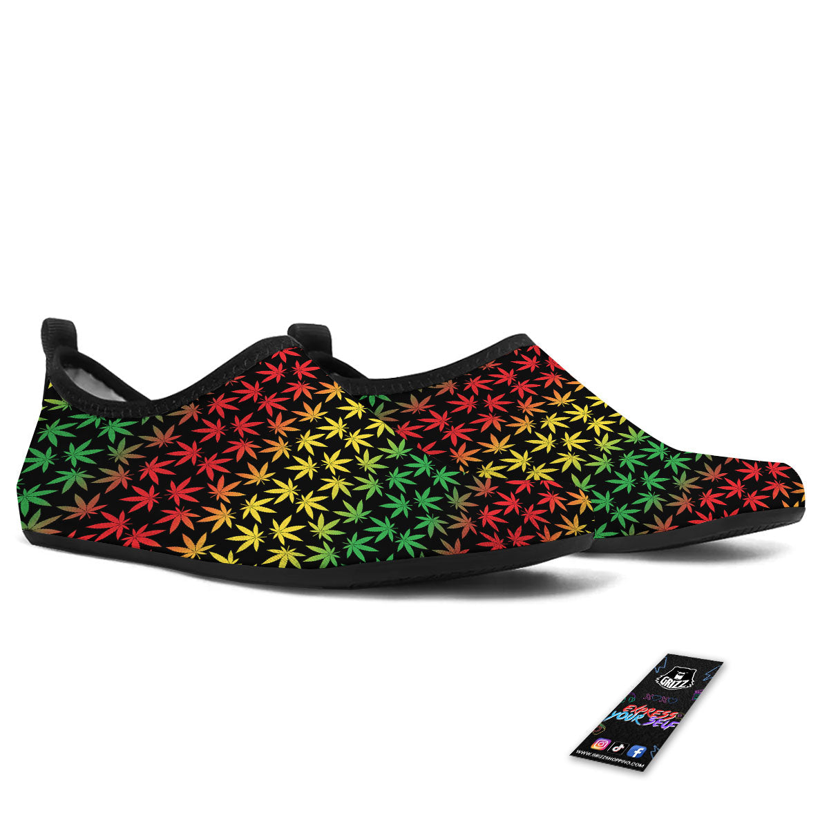Hemp Rastafarian Print Pattern Water Shoes-grizzshop