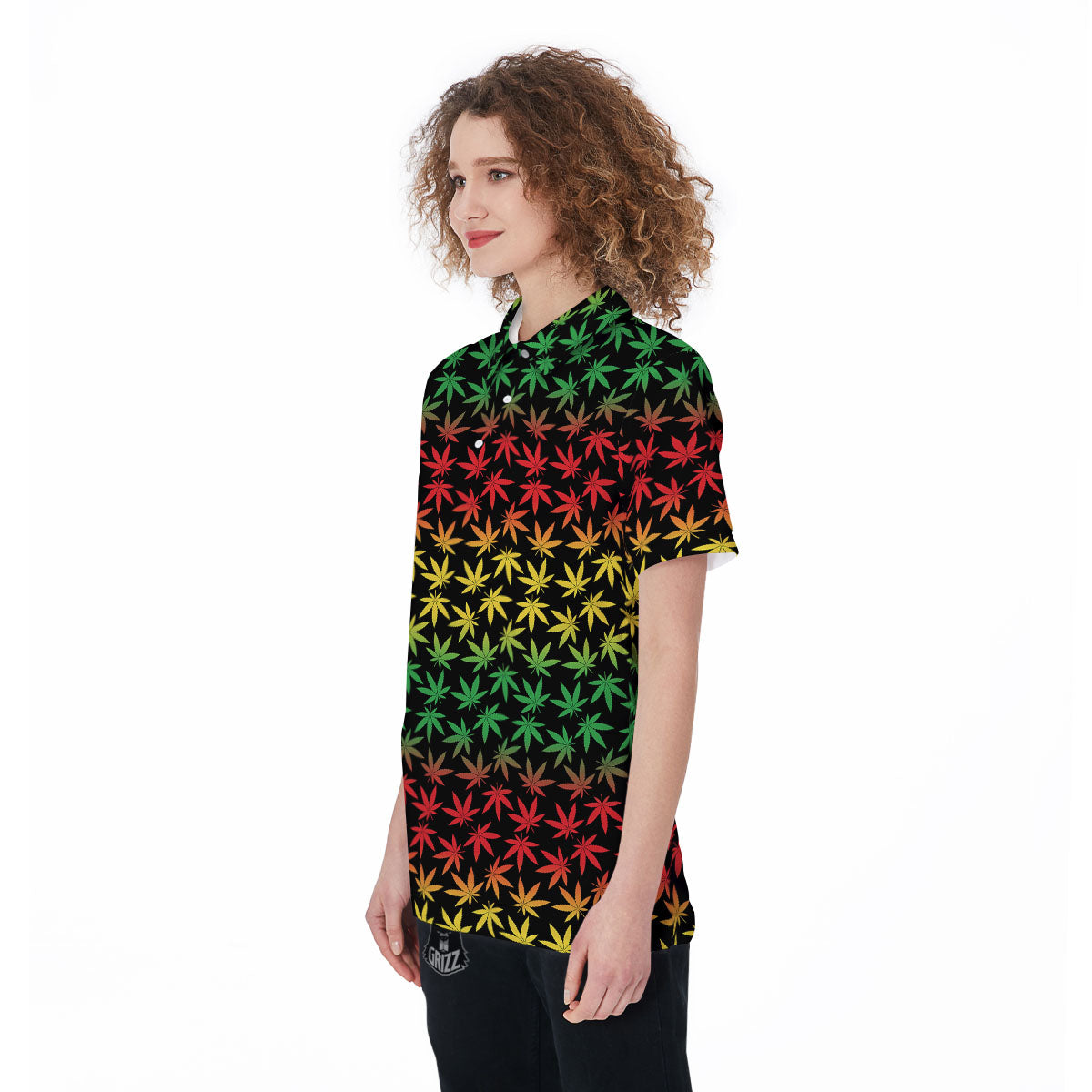 Hemp Rastafarian Print Pattern Women's Golf Shirts-grizzshop