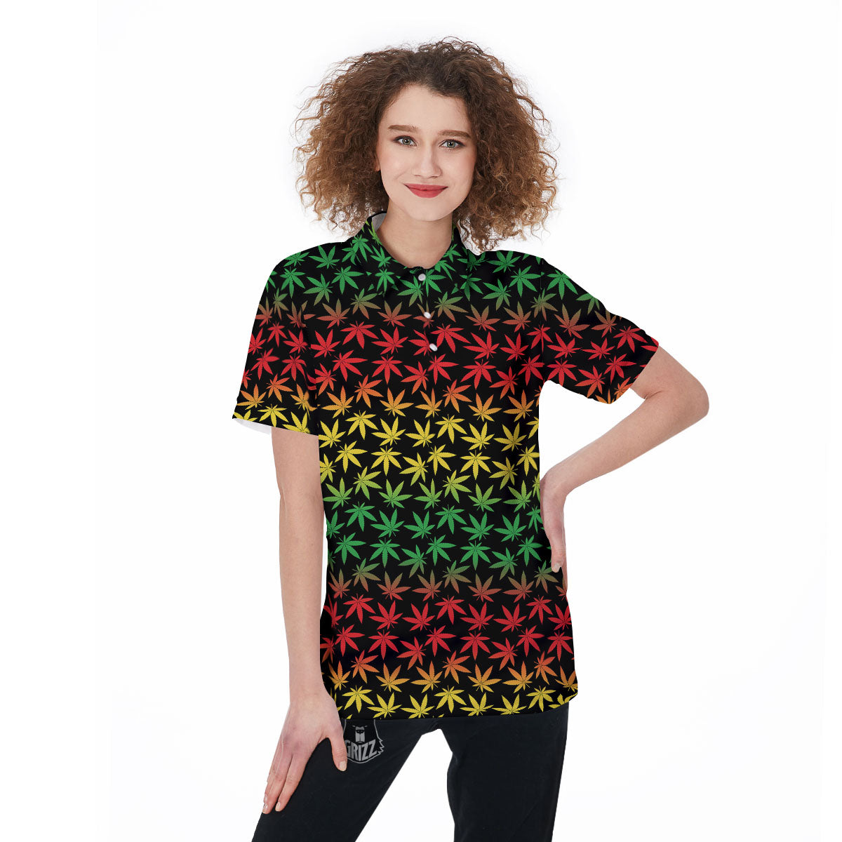 Hemp Rastafarian Print Pattern Women's Golf Shirts-grizzshop