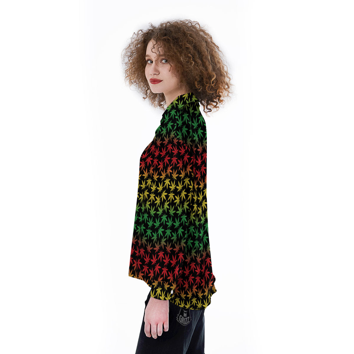 Hemp Rastafarian Print Pattern Women's Long Sleeve Shirts-grizzshop