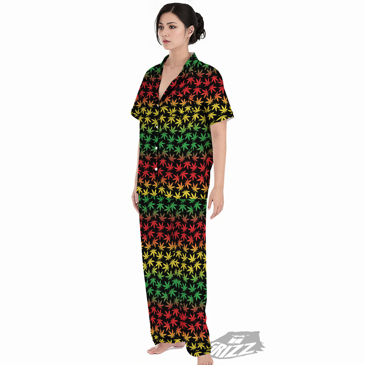Hemp Rastafarian Print Pattern Women's Pajamas Set-grizzshop