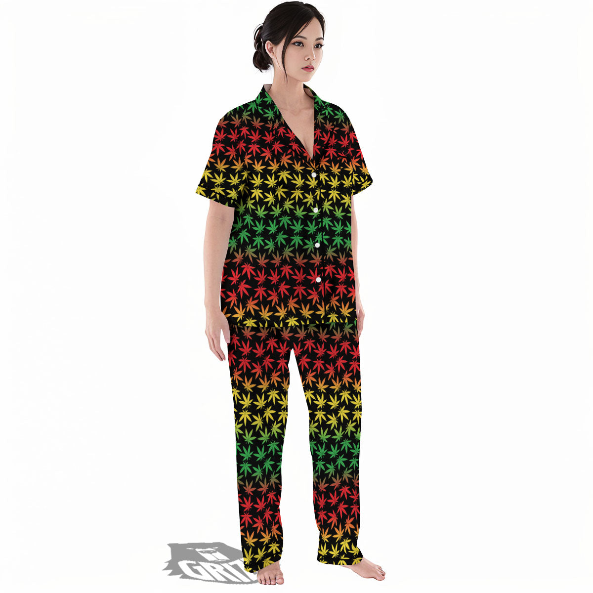 Hemp Rastafarian Print Pattern Women's Pajamas Set-grizzshop