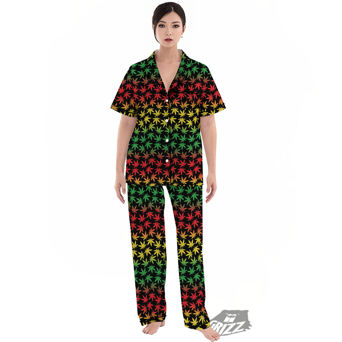 Hemp Rastafarian Print Pattern Women's Pajamas Set-grizzshop