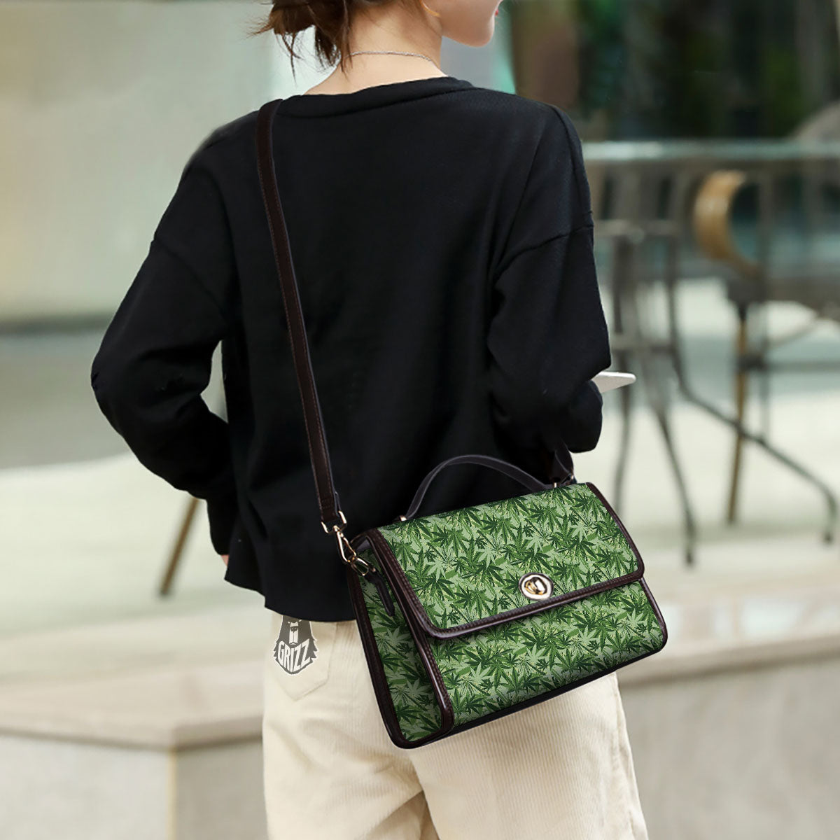 Hemp Leaf Print Pattern Women's Satchel Bag