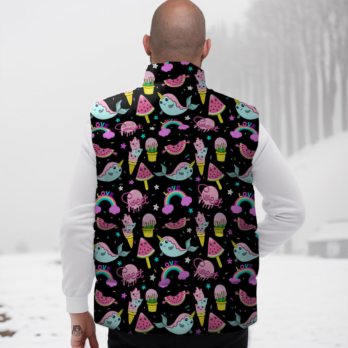 Hen Farm Chicken Eggs Pattern Print Down Vest