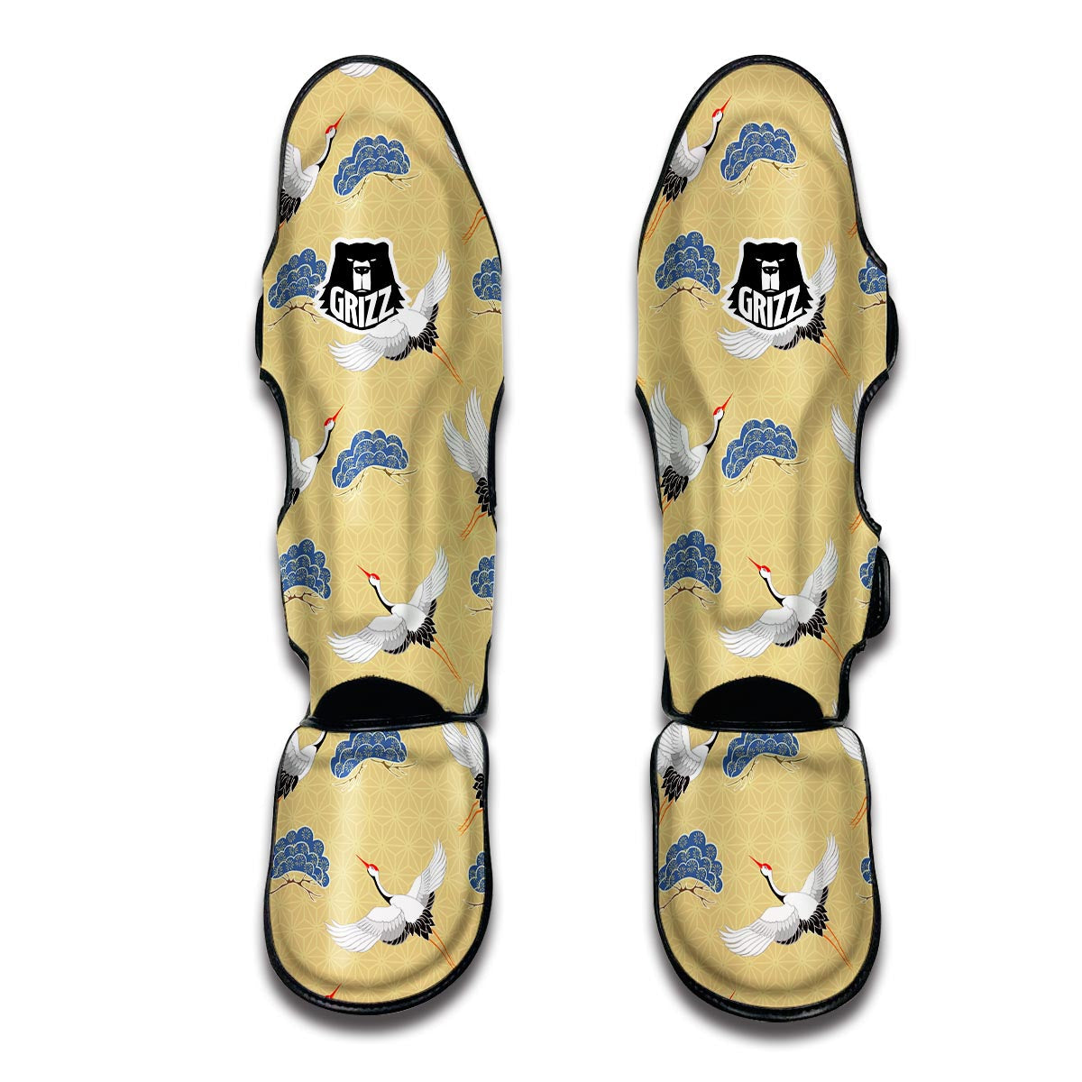 Heron Japanese Pattern Print Muay Thai Shin Guards-grizzshop