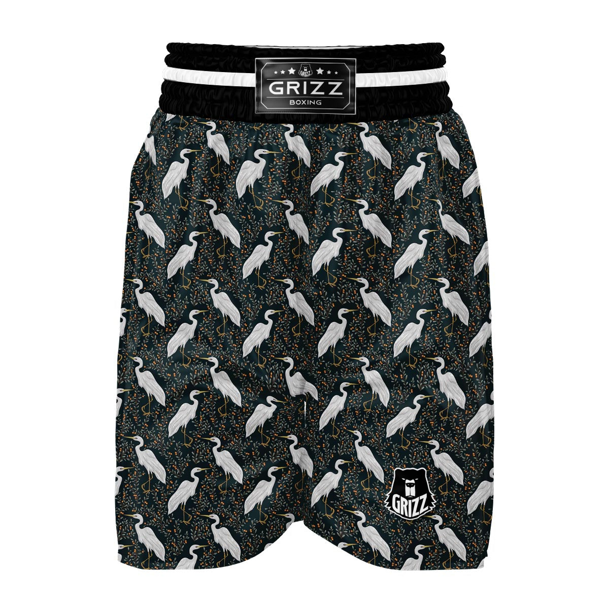 Heron Pattern Print Boxing Shorts-grizzshop