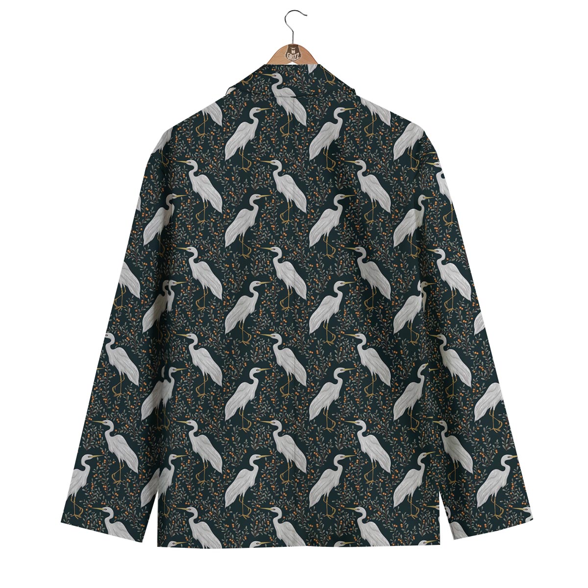 Heron Pattern Print Men's Blazer-grizzshop