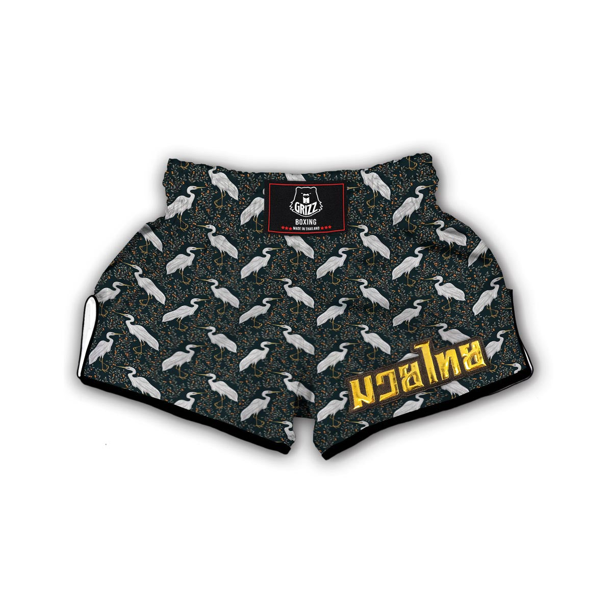 Heron Pattern Print Muay Thai Boxing Shorts-grizzshop