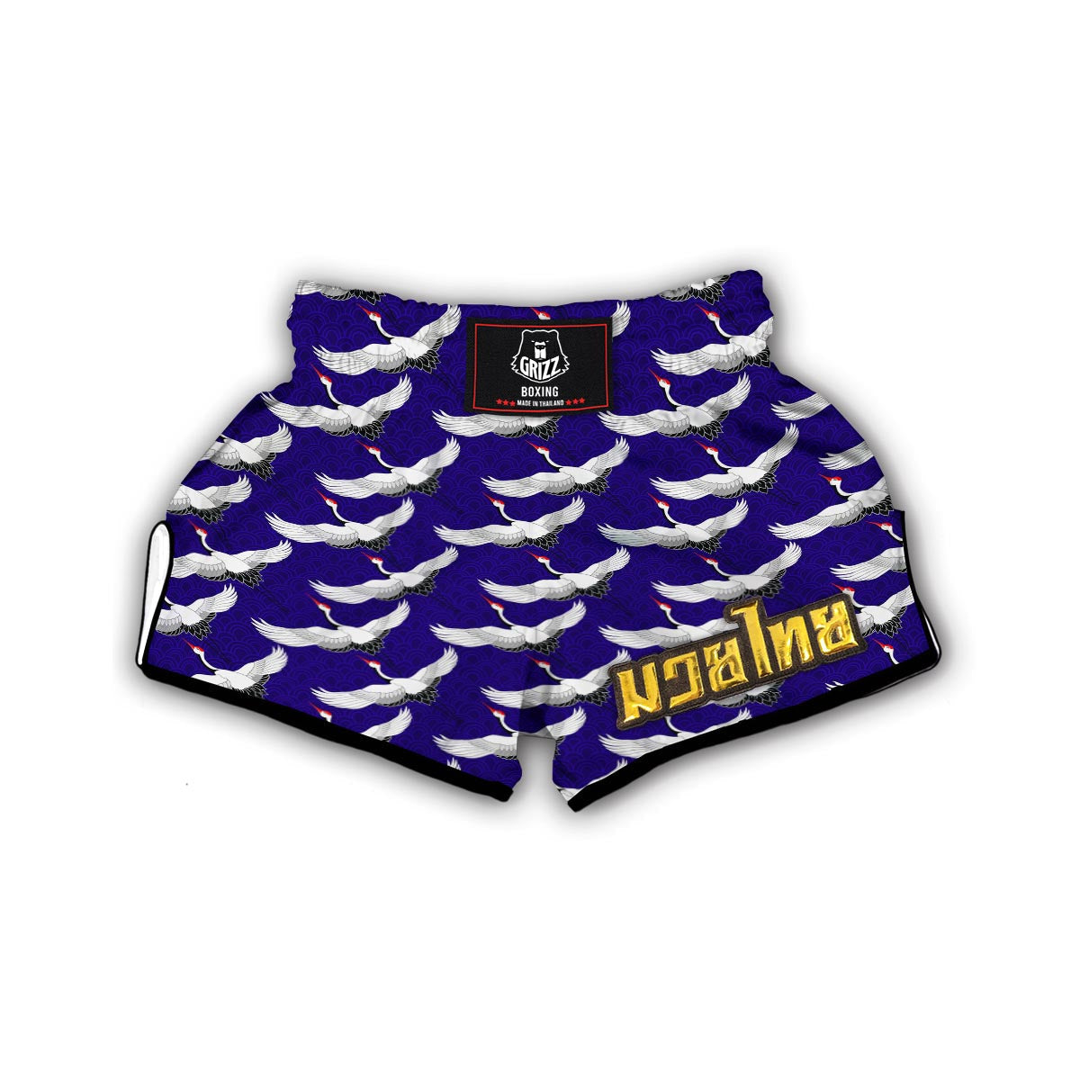 Heron Print Pattern Muay Thai Boxing Shorts-grizzshop