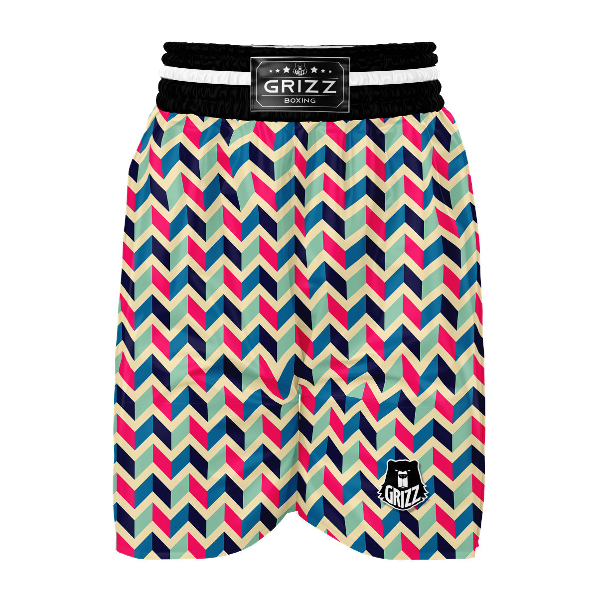 Herringbone Red And Blue Print Pattern Boxing Shorts-grizzshop