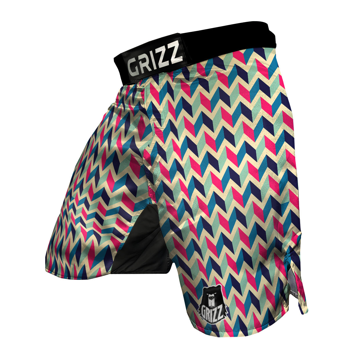 Herringbone Red And Blue Print Pattern MMA Shorts-grizzshop