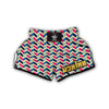 Herringbone Red And Blue Print Pattern Muay Thai Boxing Shorts-grizzshop