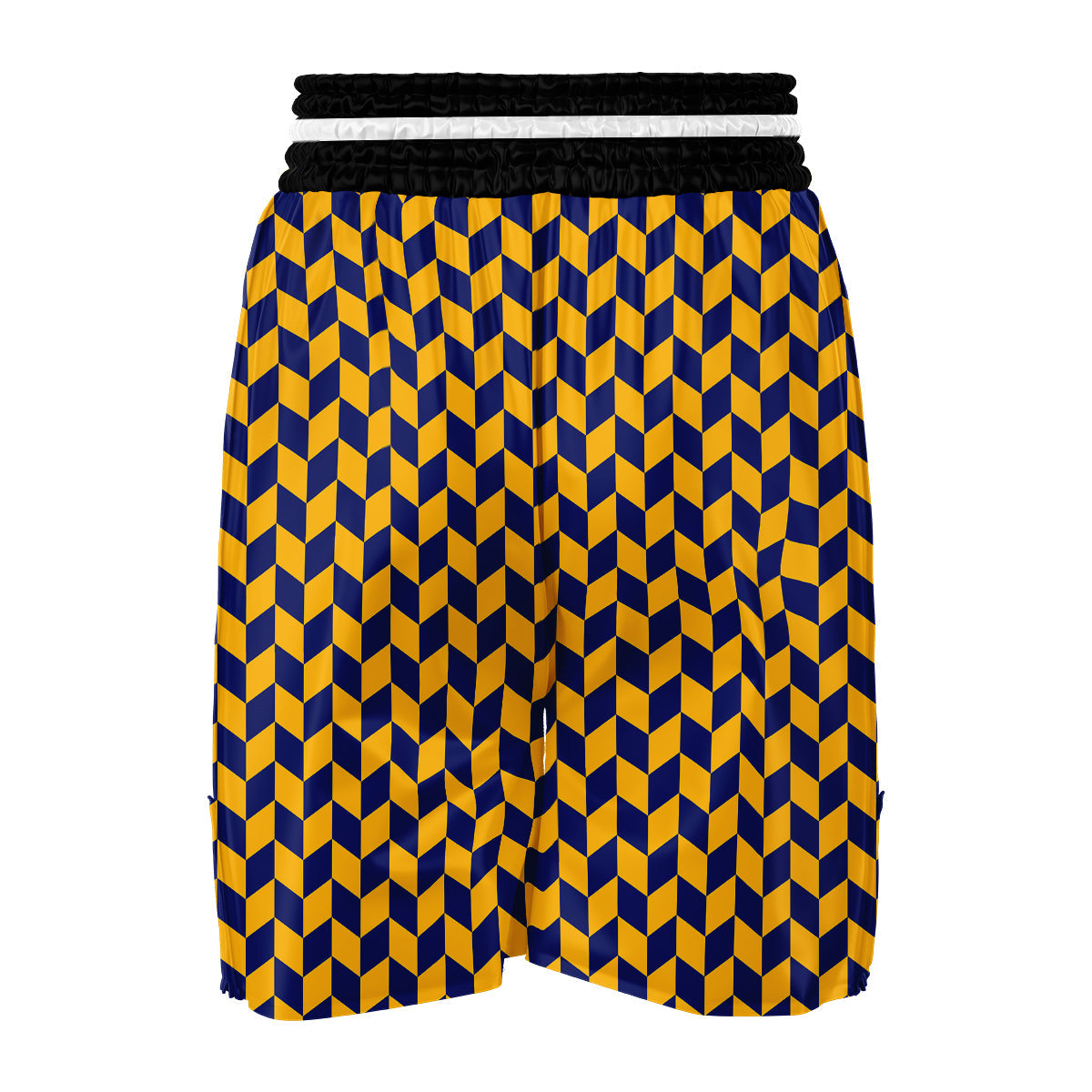 Herringbone Yellow And Blue Print Pattern Boxing Shorts-grizzshop