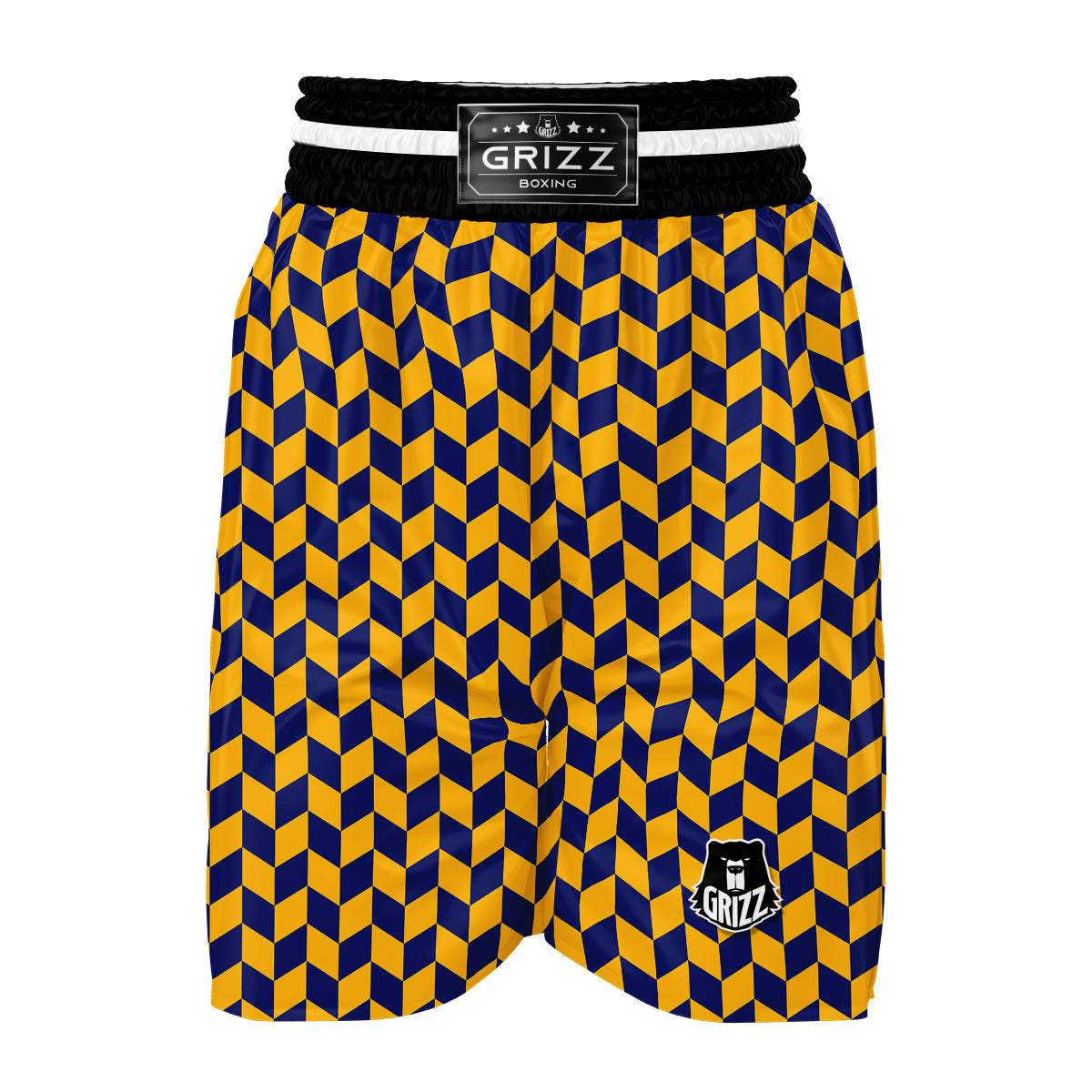 Herringbone Yellow And Blue Print Pattern Boxing Shorts-grizzshop
