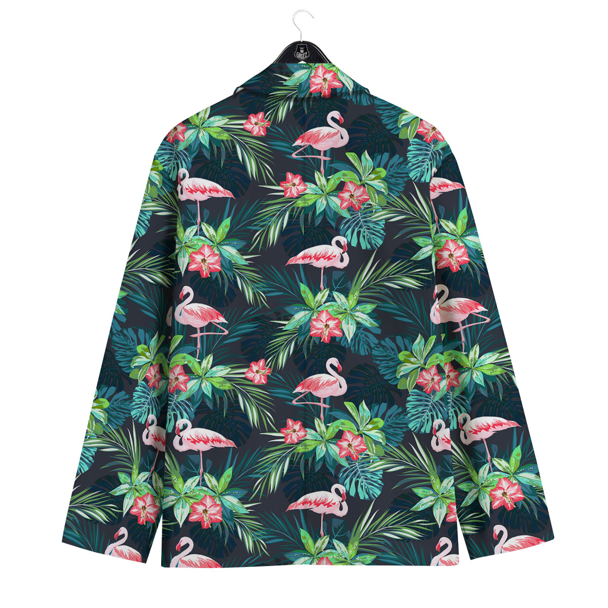 Hibiscus And Tropical Flamingo Print Pattern Men's Sport Coat-grizzshop
